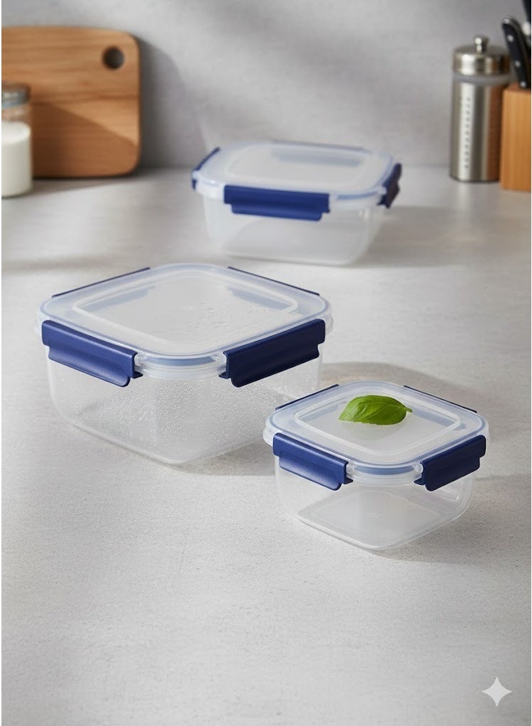 باجار طقم علب حفظ طعام بلاستيك محكمة الغلق خالية من مادة BPA للاستخدام اليومي – علب تخزين طعام مربعة 3 قطع (500 + 900 + 1500 مل) متعددة الاستخدامات لحفظ الوجبات والغداء والوجبات الجاهزة والميال بريپ Meal Prep آمنة للمايكروويف والفريزر وغسالة الصحون – علب حفظ طعام محكمة الإغلاق مانعة للتسريب لتخزين بقايا الطعام وتنظيم الثلاجة والفريزر وتخزين الوجبات الصحية وتناول الطعام خارج المنزل To-Go – مناسبة لتحضير الوجبات وإعادة الاستخدام وتخزين الطعام الجاهز للمكتب والمدرسة والمنزل والسفر – تصميم قوي متين بغطاء محكم Airtight Lids للحفاظ على نضارة الطعام لأطول فترة - Image 2