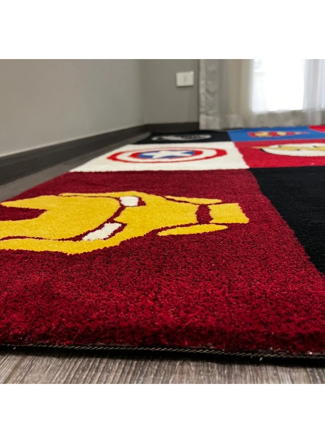 Carpetivity Super Heroes Kids Carpet – a soft, tufted area rug designed for children’s rooms, ideal for bedrooms and playrooms. Dry clean only.  - Image 3