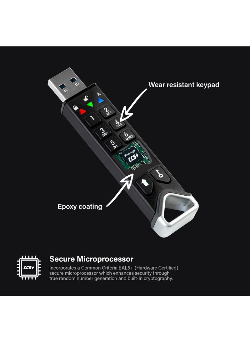 iStorage - iStorage datAshur PRO2 16 GB | Secure Flash Drive | FIPS 140-2 Level 3 Certified | Password protected | Dust/Water-Resistant - Image 1
