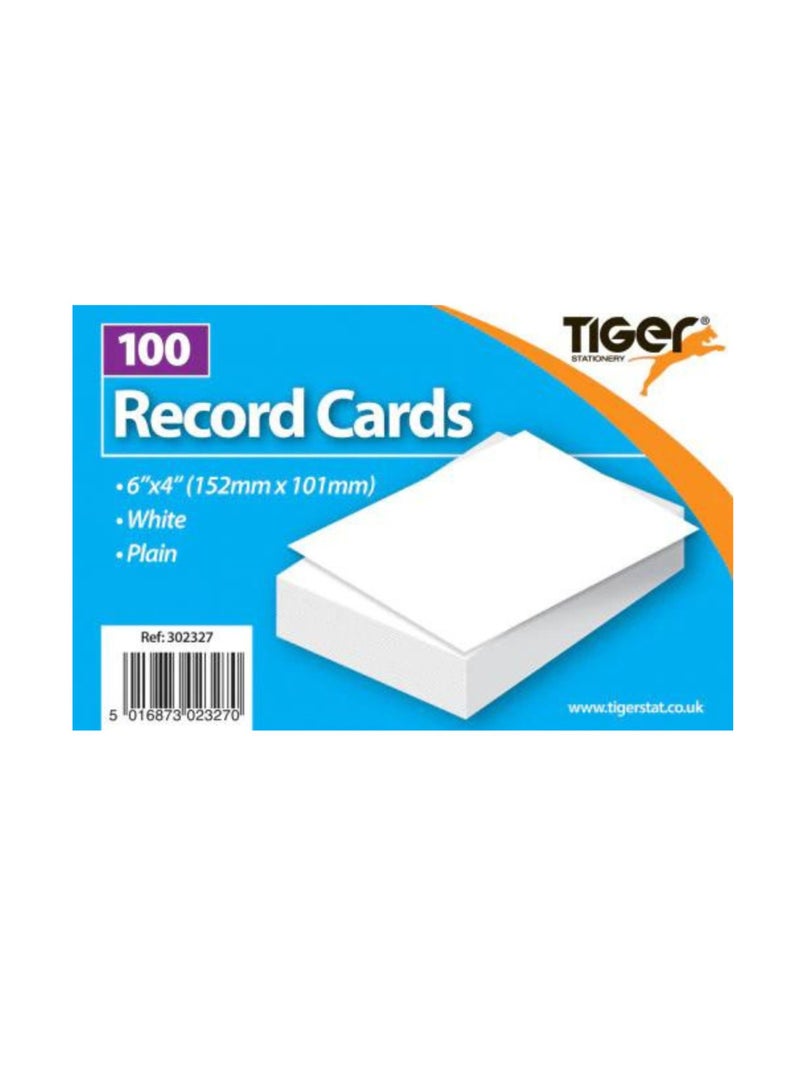 TIGER RECORD CARDS WHITE 6X4" 100 SHEETS PACK OF 3 - Image 2