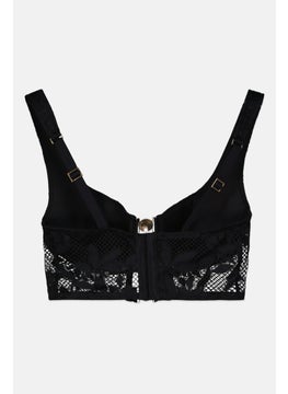 UNDIZ Women Lace Detail Lightly Padded Bralette, Black  - Image 2
