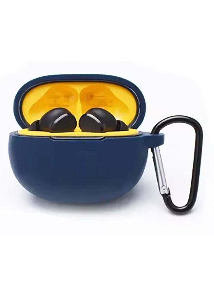 Silicone Protective Case for Realme Buds T100 Earphones with Keychain Cover (Blue) - Image 1