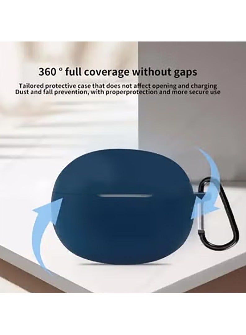 Silicone Protective Case for Realme Buds T100 Earphones with Keychain Cover (Blue) - Image 3