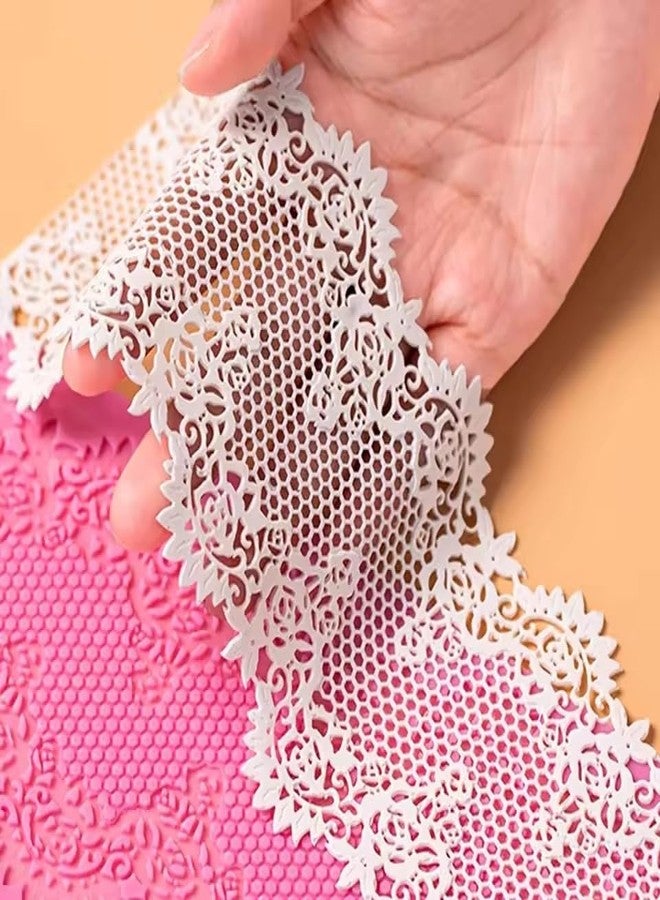 Anyana 12" Sugar Edible Floral French Empire lace Cake Silicone Embossing Mat Texture Fondant Impression lace mat Decorating Mold Gum Paste Cupcake Topper Icing Candy Imprint Baking Moulds Craft - Image 2
