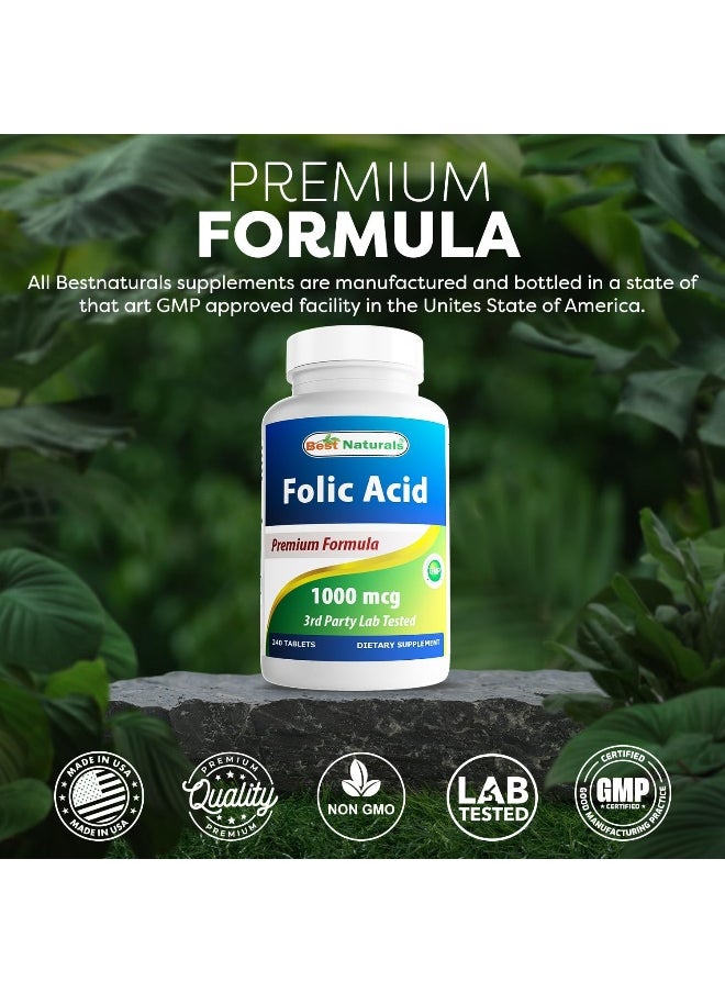 Best Naturals Folic Acid 1000 Mcg (Vitamin B9), 240 Tablets  - Image 5