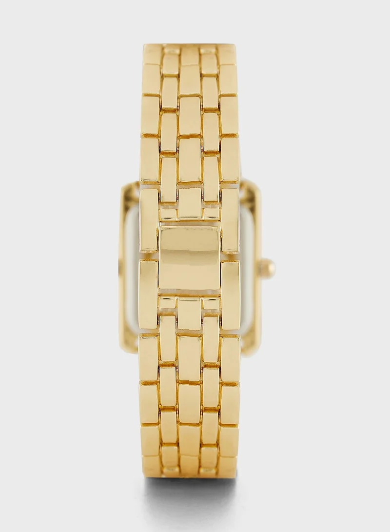 ELLA Rhinestone Square Dial Metal Strap Analogue Watch
