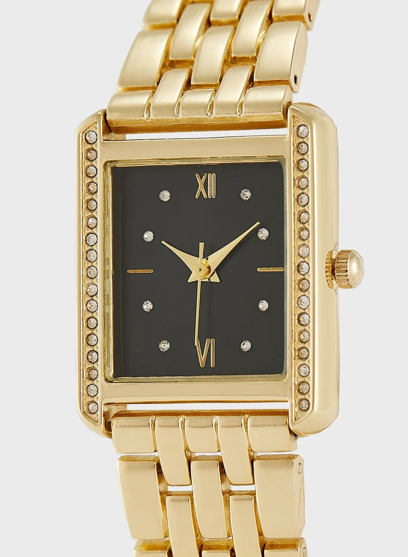 ELLA Rhinestone Square Dial Metal Strap Analogue Watch