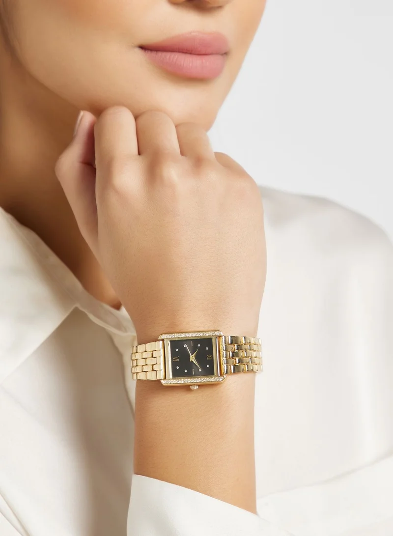 ELLA Rhinestone Square Dial Metal Strap Analogue Watch