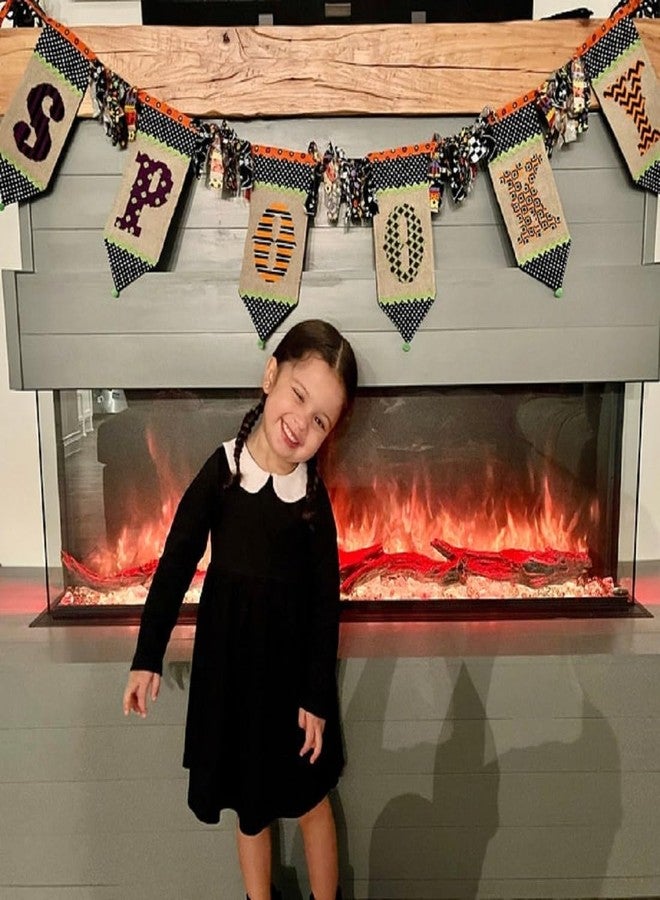 Lamuusaa Toddler Baby Girl Halloween Outfit Doll Collar Black Long Sleeve Dress A-Line Dress Halloween Dress Costumes - Image 2
