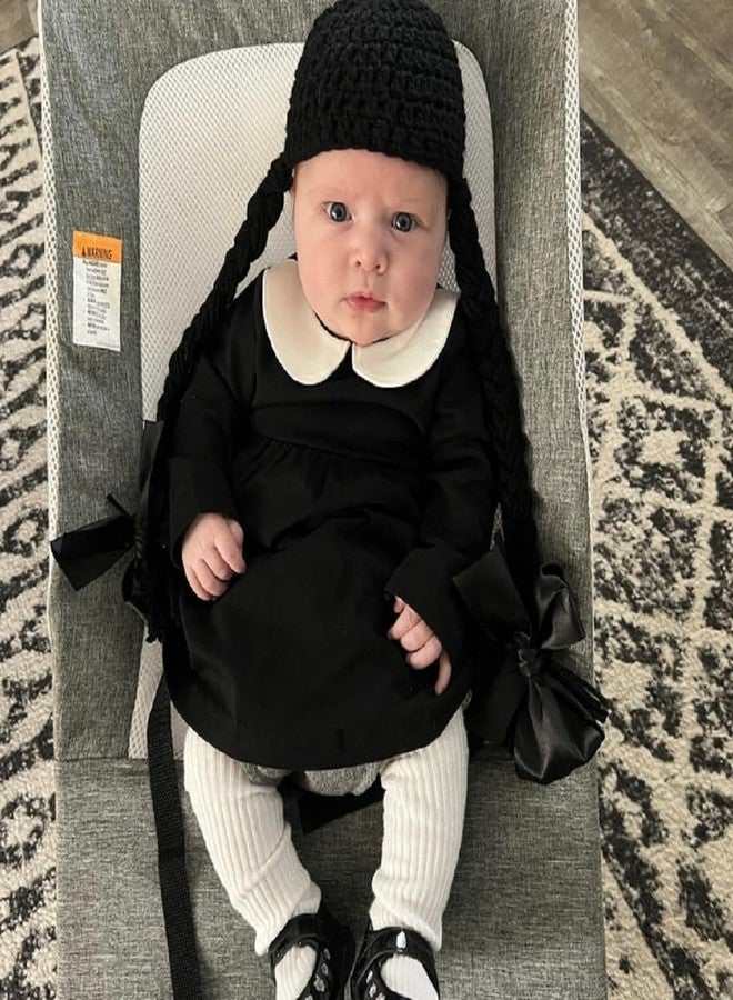 Lamuusaa Toddler Baby Girl Halloween Outfit Doll Collar Black Long Sleeve Dress A-Line Dress Halloween Dress Costumes - Image 5