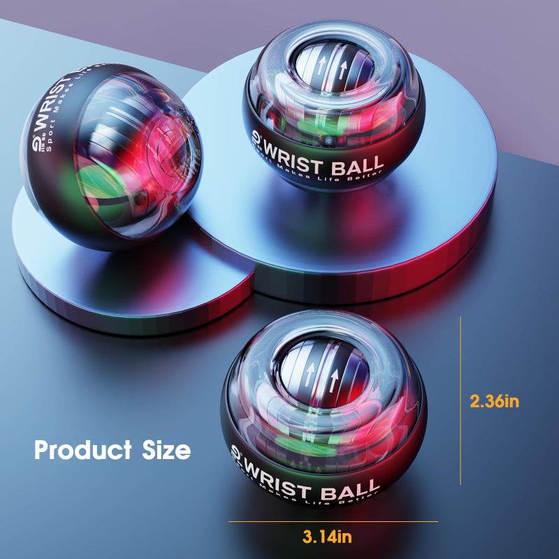 JIN BD Wrist Trainer Ball Auto-Start Wrist Strengthener Gyroscopic Forearm Exerciser Gyro Ball for Strengthen Arms, Fingers, Wrist Bones and Muscles with LED Light, (Silver Metal) - Image 4