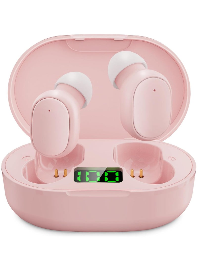 Digipace Wireless Headphones , Bluetooth 5.4 Headphones, Stereo Sound Sweatproof in Ear Wireless Earphones with Microphone, Playtime  Long LED Display  (Pink) - Image 2