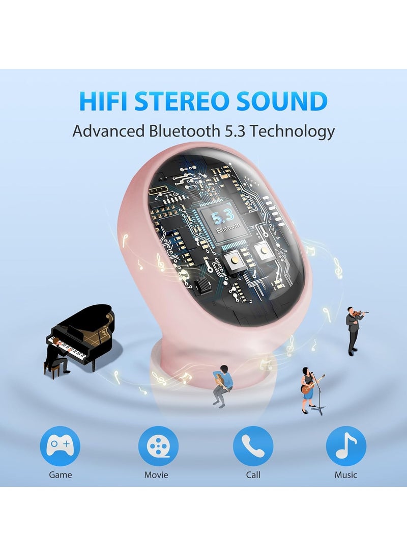 Digipace Wireless Headphones , Bluetooth 5.4 Headphones, Stereo Sound Sweatproof in Ear Wireless Earphones with Microphone, Playtime  Long LED Display  (Pink) - Image 5