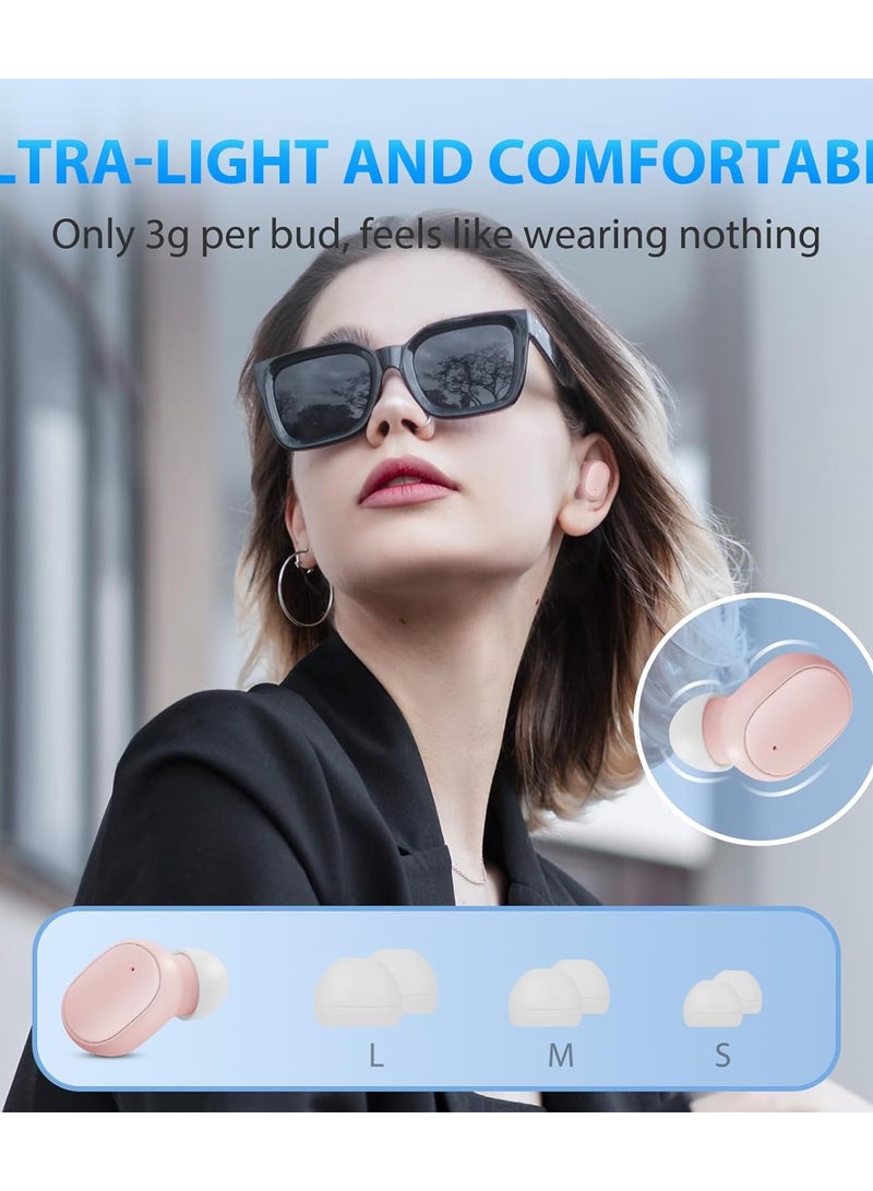 Digipace Wireless Headphones , Bluetooth 5.4 Headphones, Stereo Sound Sweatproof in Ear Wireless Earphones with Microphone, Playtime  Long LED Display  (Pink) - Image 4