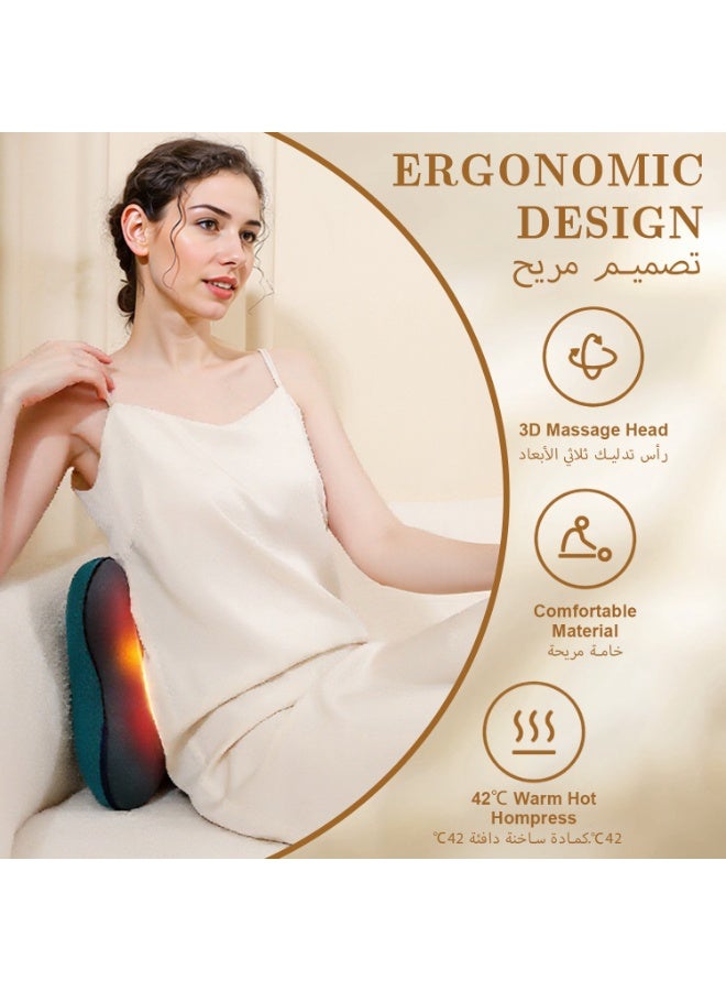 نونك جهاز تدليك الظهر اللاسلكي مع الحرارة، وسادة تدليك للظهر والرقبة محمولة ولاسلكية، وسادة تدليك للعمود الفقري العنقي والرقبة والخصر والكتف وأسفل الظهر والجسم لتخفيف آلام العضلات والأنسجة العميقة والكراسي والسيارات وسادة تدليك الجسم متعددة الوظائف - Image 3