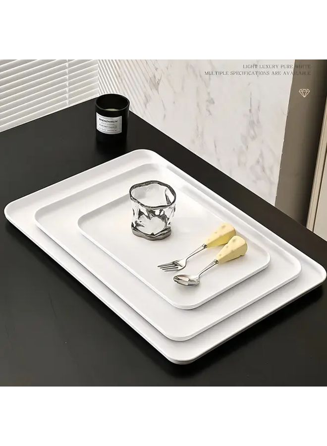 Thickened White Plastic Plate Set For Dinner Salad And Party Serving - Image 3