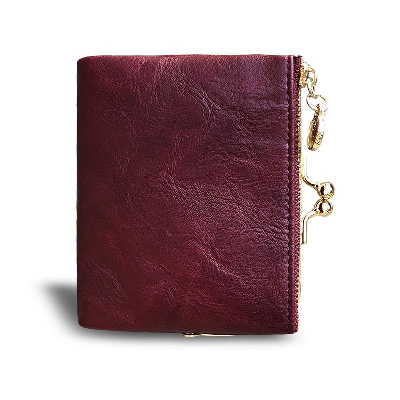 AOXONEL Womens Wallet Small Rfid Ladies Compact Bifold Leather Vintage Coin Purse With Zipper and Kiss Lock (Purple) - Image 4