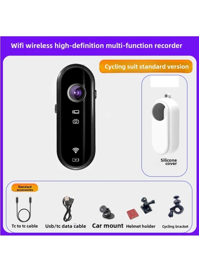 Generic Thumb Sports Camera Outdoor Riding Recorder Sports Camera 1080p Long Endurance Mobile Phone WIFI Interconnection-Color:riding Suit] - Image 1