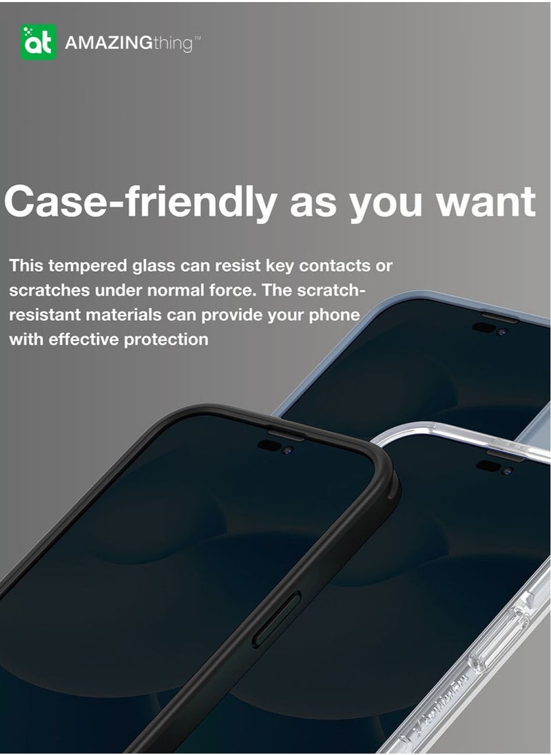 AMAZINGthing Supreme Privacy Screen Protector for iPhone 14 Pro Max Tempered Glass with Easy Install Tray - 28 Degree Full Cover  - Image 4