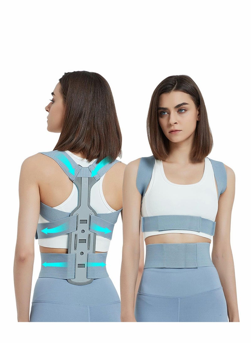 Excefore مصحح الظهر مصحح الوضعية سحب قوي وقابل للتعديل بالكامل دعامة الظهر العلوي لتخفيف آلام الظهر العلوي والسفلي - دعم الذاكرة العضلية مصحح (M) - Image 1