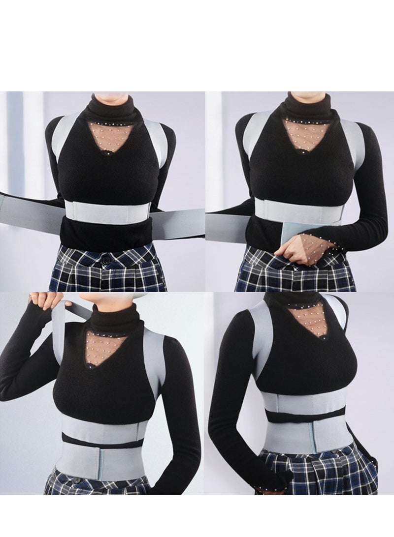 Excefore مصحح الظهر مصحح الوضعية سحب قوي وقابل للتعديل بالكامل دعامة الظهر العلوي لتخفيف آلام الظهر العلوي والسفلي - دعم الذاكرة العضلية مصحح (M) - Image 3