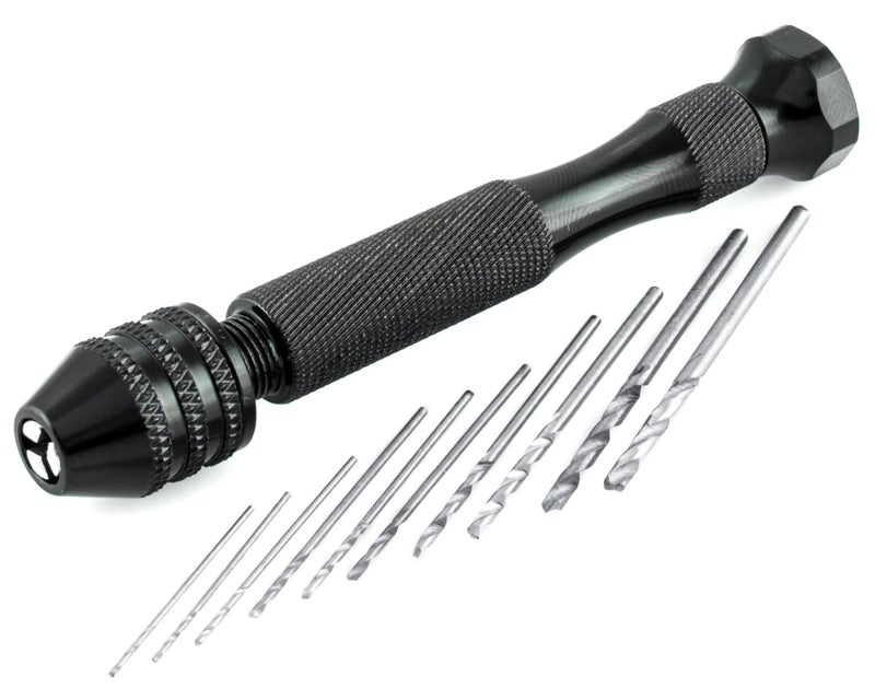 Bastex Precision Pin Vise Hand Drill with Twist Bits Set of 11 Pieces Great for models and Hobby