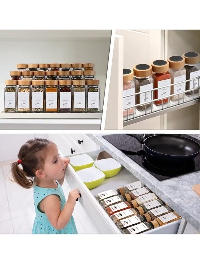YUFAN 24 Pack Glass Jars with Bamboo Lids, 120ml Airtight Spice Jars Set with Extra Labels and Pen, for Dry Food Canisters, Spice, Coffee, Beans, Candy, Nuts, Herbs - Image 5