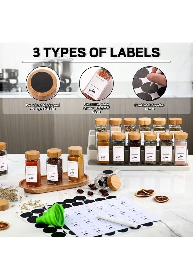 YUFAN 24 Pack Glass Jars with Bamboo Lids, 120ml Airtight Spice Jars Set with Extra Labels and Pen, for Dry Food Canisters, Spice, Coffee, Beans, Candy, Nuts, Herbs - Image 3