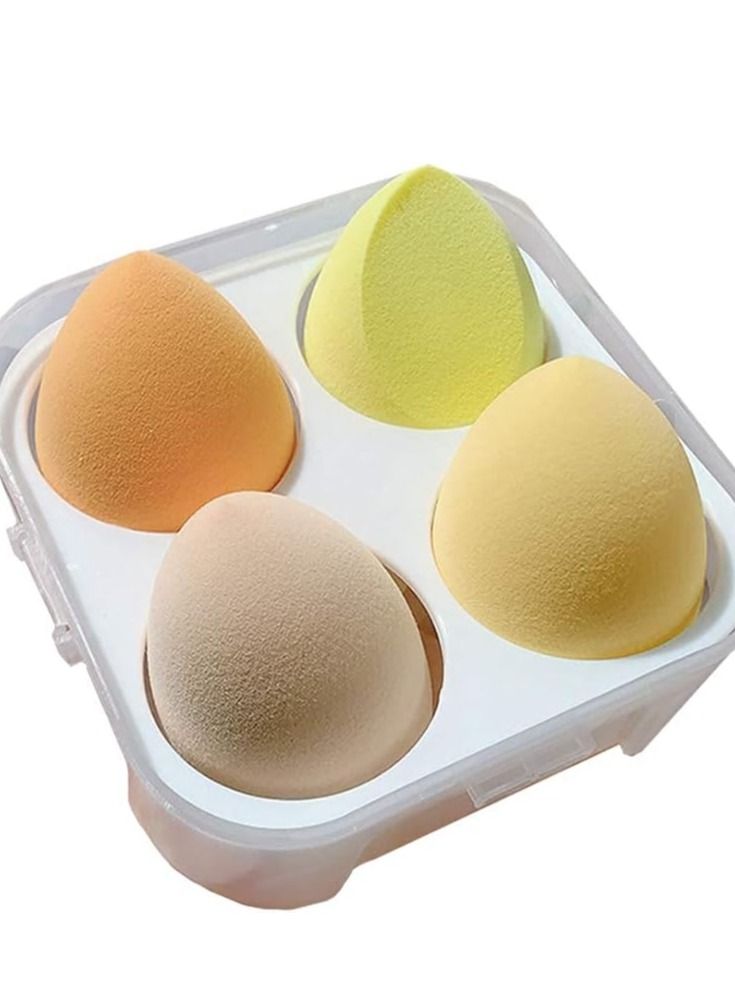 ORiTi مجموعة إسفنجات المكياج ORiTi مكونة من 4 قطع إسفنجة دمج متعددة الألوان لكريم الأساس السائل والكريمي والبودرة للاستخدام الجاف والرطب إسفنجة مكياج بيضاوية (أصفر) - Image 1
