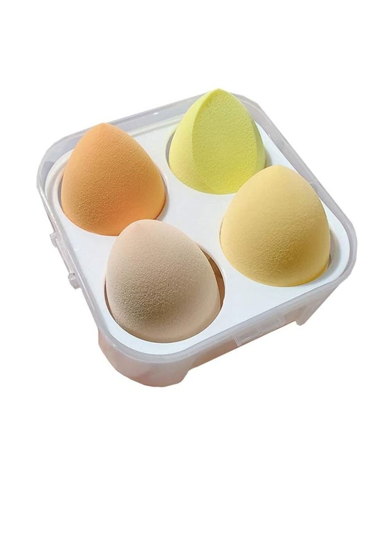 ORiTi مجموعة إسفنجات المكياج ORiTi مكونة من 4 قطع إسفنجة دمج متعددة الألوان لكريم الأساس السائل والكريمي والبودرة للاستخدام الجاف والرطب إسفنجة مكياج بيضاوية (أصفر) - Image 2