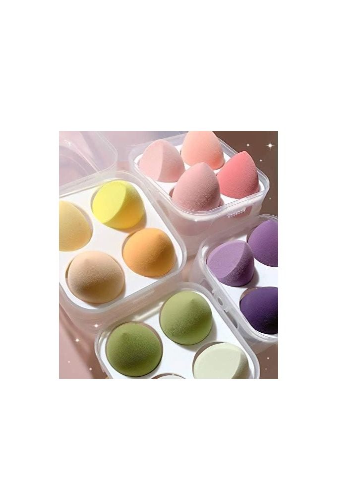 ORiTi مجموعة إسفنجات المكياج ORiTi مكونة من 4 قطع إسفنجة دمج متعددة الألوان لكريم الأساس السائل والكريمي والبودرة للاستخدام الجاف والرطب إسفنجة مكياج بيضاوية (أصفر) - Image 3