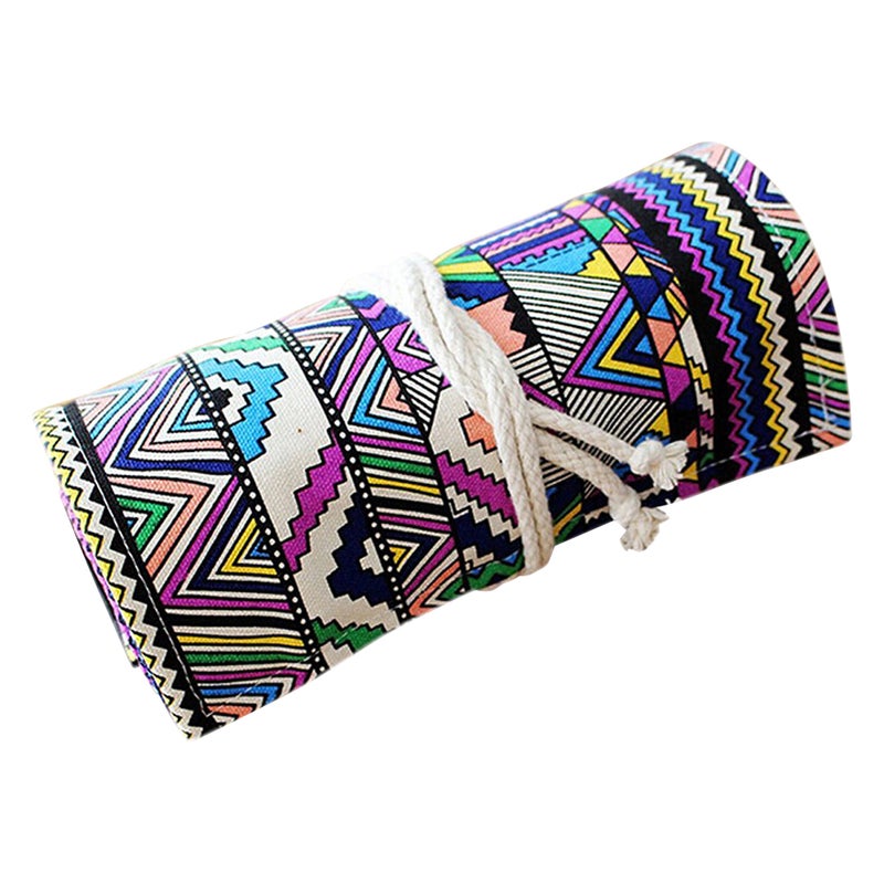 Canvas Pencil Case Bag 36-hole National Style Pen Bag Wrap Roll Stationery - Image 1