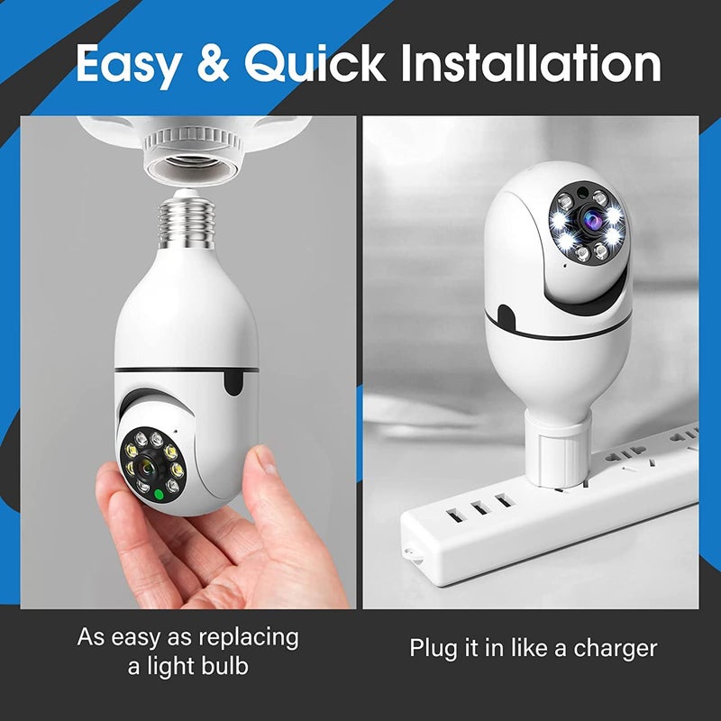 SIOVS WiFi Camera CCTV Camera 1080p Wireless PTZ Bulb V380 Pro Indoor 360 Smart Home Security Camera Light Vision 24x7 Continuous Recording with Motion Sensor LED Lights Auto  - Image 4