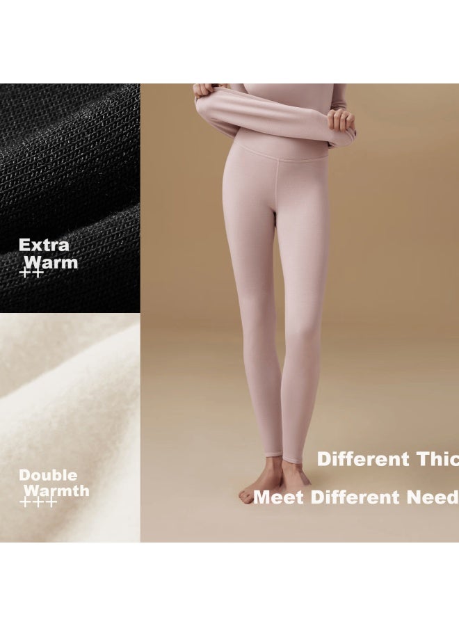 Ubras Women's Thermal Insulated Down And Wool Blend Heat Retention Leggings Base Layer Pants Autumn Warm Black S - Image 3