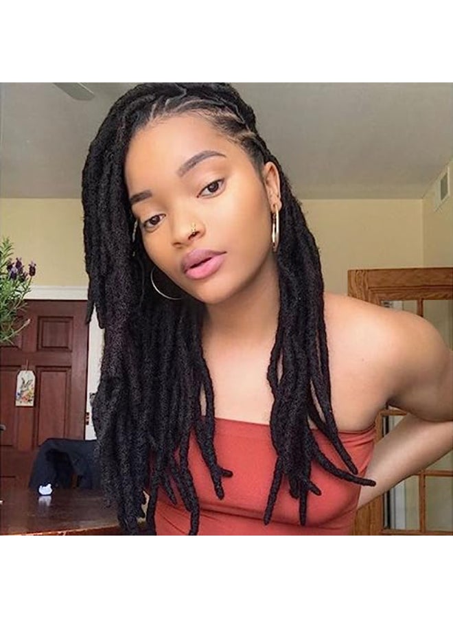 MIUULAAR Dreadlock Extensions Human Hair 12 Inch 06cm Width 30 Strands Locs Extensions Real Human Hair Natural Black for Women Men Kids Full Handmade Permanent Locs Can Be Dyed and Bleached - Image 1