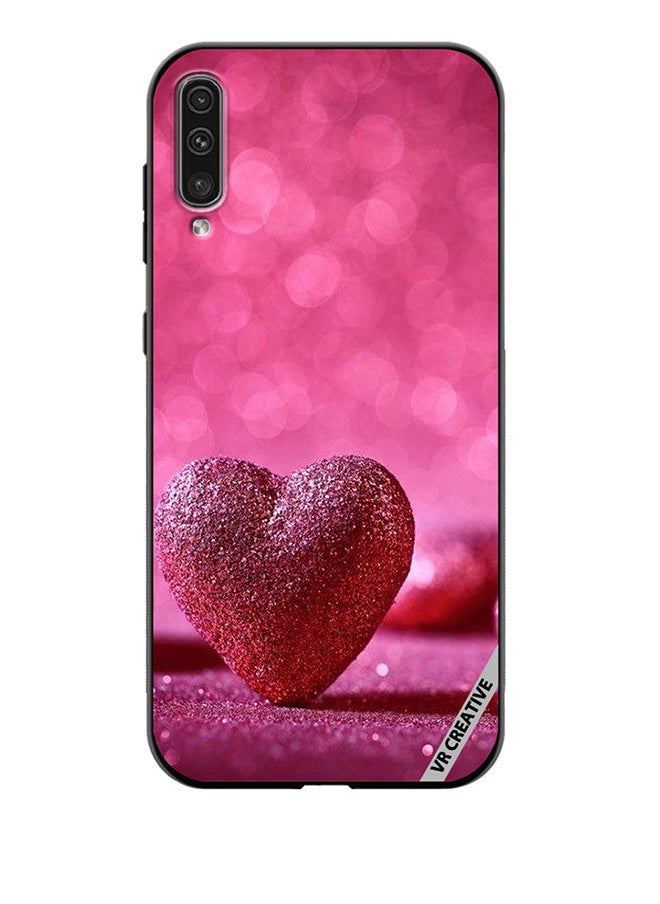 VR CREATIVE Protective Case Cover For Samsung Galaxy A70/A70s Glitter Heart on a Pink Background Design Multicolour  - Image 1
