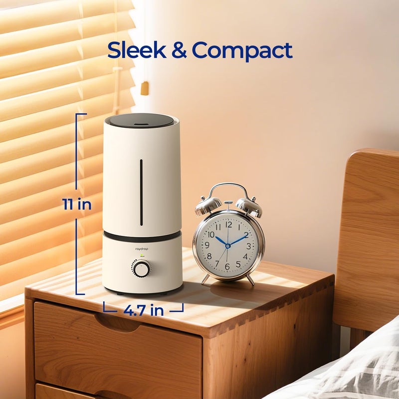 raydrop Cool Mist Humidifiers for Home Babies, 1.70 L Quiet and Small Ultrasonic Humidifier for Bedroom Nightstand, Space Saving, Auto Shut Off - (0.45 Gallon, US 110 V) - Image 3