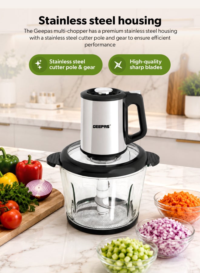 GEEPAS Compact Multi Chopper With Two Speed Levels And Double Blade Assembly 3 L 500 W GMC42024 Silver, Black - Image 3