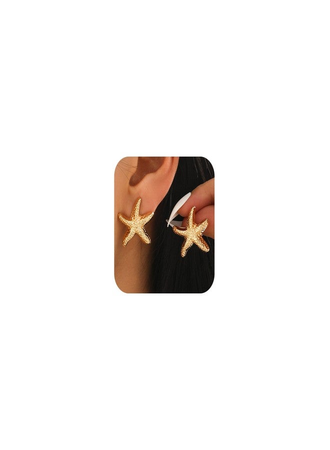 Dcfywl731 Starfish Earrings for Women Beach Accessories Jewelry Seashell Stud Earrings Tropical Vacation Outfits for Women - Image 1