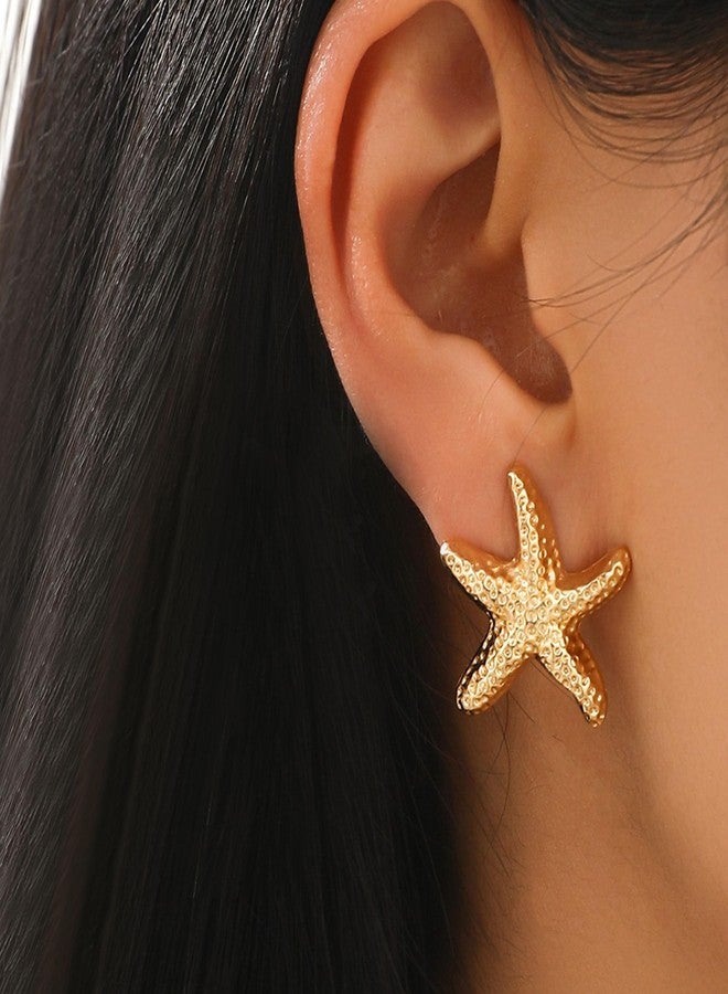 Dcfywl731 Starfish Earrings for Women Beach Accessories Jewelry Seashell Stud Earrings Tropical Vacation Outfits for Women - Image 3