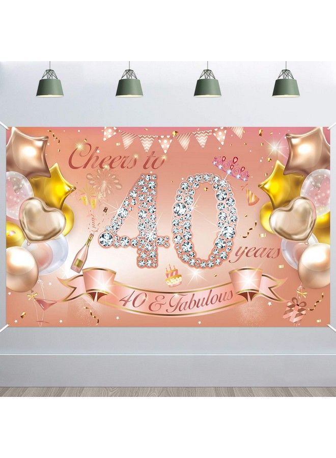 HOWAF ديكور حفلة عيد ميلاد المرأة الأربعين لافتة قماشية ذهبية وردية لخلفية صور عيد الميلاد الأربعين إمدادات زينة حديقة الطاولة والجدار في الهواء الطلق - Image 1