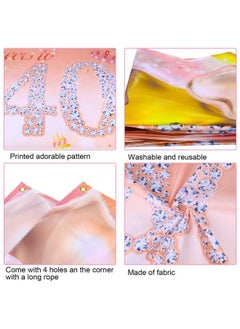 HOWAF Woman 40Th Birthday Party Decoration Rose Gold Fabric Banner For 40Th Birthday Photo Backdrop Photography Background 40Th Birthday Outdoor Garden Table Wall Decoration Supplies  - Image 4