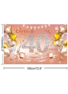 HOWAF Woman 40Th Birthday Party Decoration Rose Gold Fabric Banner For 40Th Birthday Photo Backdrop Photography Background 40Th Birthday Outdoor Garden Table Wall Decoration Supplies  - Image 3