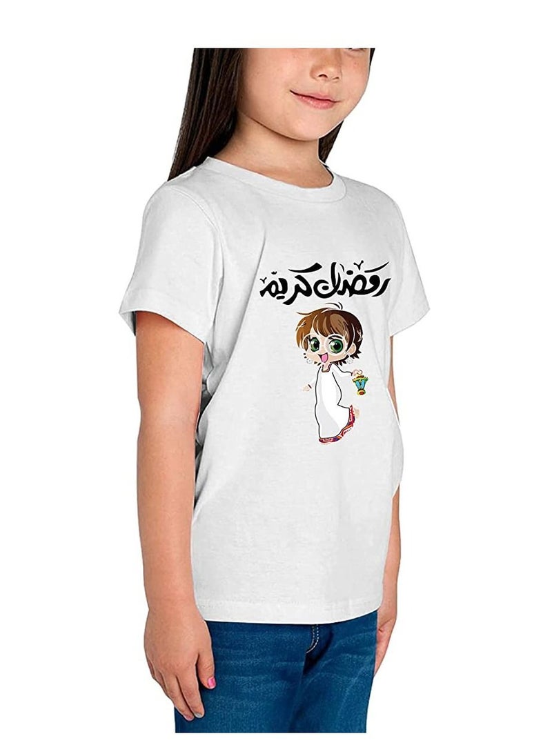 PRINTSHOP4ME Ramadan Printed Design Round Neck Cotton Girl Kids Tshirt Design 3  - Image 2