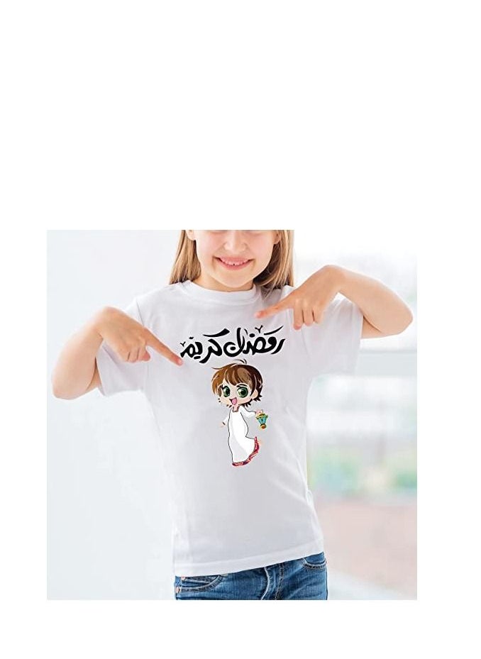 PRINTSHOP4ME Ramadan Printed Design Round Neck Cotton Girl Kids Tshirt Design 3  - Image 5