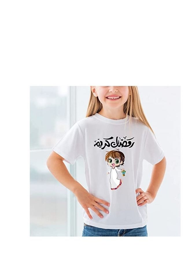 PRINTSHOP4ME Ramadan Printed Design Round Neck Cotton Girl Kids Tshirt Design 3  - Image 4