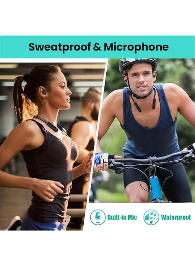 Neckband Bluetooth Headphones, 1000H Long Playtime Wireless Stereo Neckband Earbuds with Microphone, Waterproof Around The Neck Headphones In Ear Headset for Sports/Workout/Office (Black) - Image 4