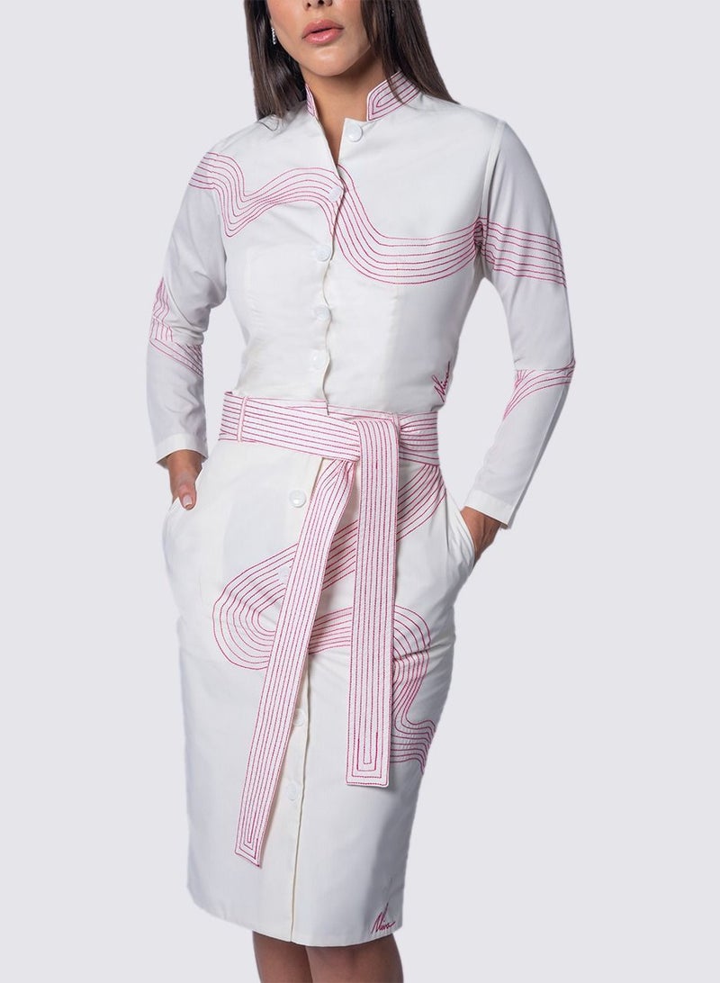 NIVA FASHION HOUSE Asymetric Stitch Pattern Top & Skirt Set  - Image 3