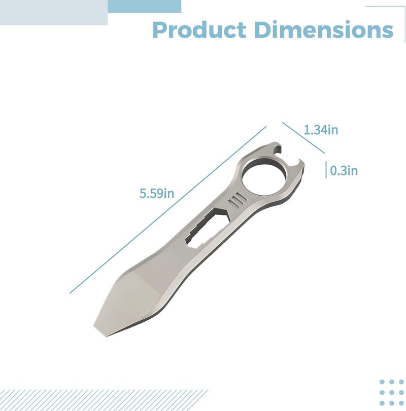 Generic Multi-Functional Titanium Pry Bar Tool, Heavy-Duty Pocket Wrench, Screwdriver And Bottle Opener, 5.6 In / 14.2 Cm - Image 4