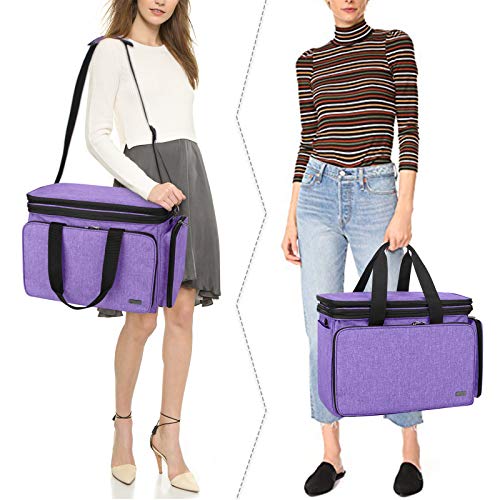 LUXJA Knitting Bag, Yarn Bag with Cover and Shoulder Strap, Yarn Tote Bag for Carrying Projects, Knitting Needles (up to 14”), Circular Needles, Crochet Hooks and Other Accessories, Purple - Image 5